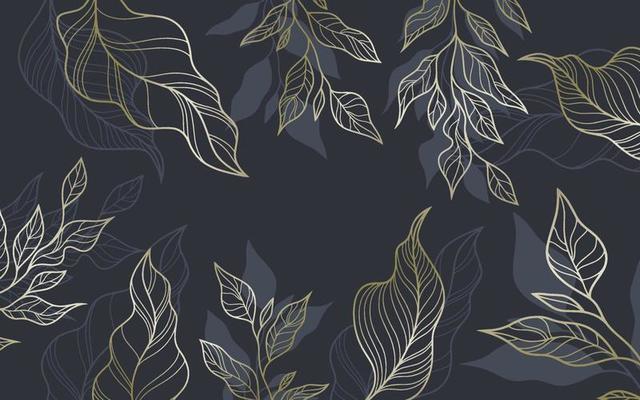 Hand drawn line Leaves art background