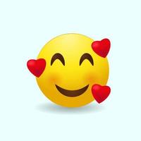 cara emoji feliz con corazones vector