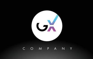 logotipo gx negro púrpura. vector de diseño de letras.