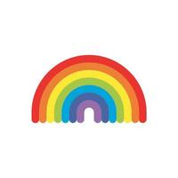 Colorful rainbow and clouds with hearts on blue background. Print, Card. Cartoon style