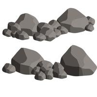 Set of gray granite stones of different shapes. Element of nature vector