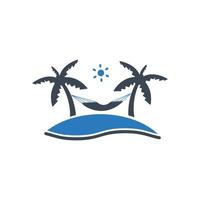 Hamaca relajarse icono de vector de playa, icono de hamaca tropical