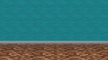 wood floor light blue brick wall background illustration 3d rendering photo