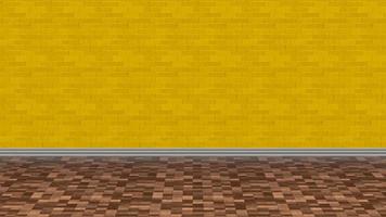 ladrillo y madera amarilla fondo 4k papel tapiz interior parquet ilustración renderizado 3d