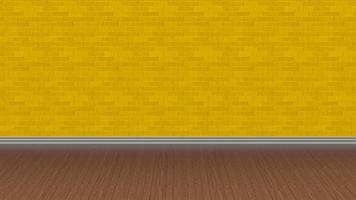 ladrillo y madera amarilla fondo 4k papel tapiz interior parquet ilustración renderizado 3d