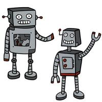 Robot. Doodle character. Friendly Mechanism. Cartoon illustration. vector