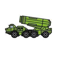 Rocket launcher. Green Truck with weapons. Modern air defense system. vector