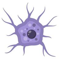 Blue neuron cell. Brain activity and dendrites. vector