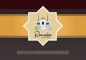 Ramadan kareem background with white mosque on yellow brown color. vector