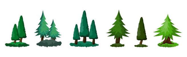 Set of 6 pcs spruce on a white background - Vector