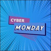 Comic zoom web banner, business card, template CYBER MONDAY - Vector
