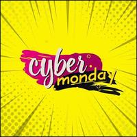 Comic zoom web banner, business card, template CYBER MONDAY - Vector