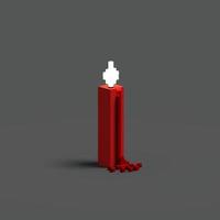 Representación 3d de vóxeles de velas con esquema de color rojo y blanco, y también aisladas en fondo gris. perfecto para el diseño de ilustración que usa un objeto de vela foto