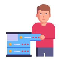 Server hosting flat style icon with premium downloadable facility vector