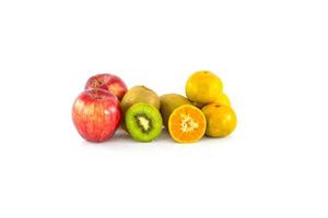 Apple, kiwi and orange isolate on white background photo