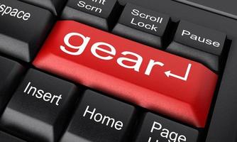 gear word on red keyboard button photo