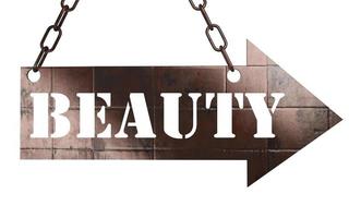 beauty word on metal pointer photo