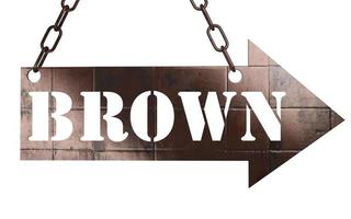 brown word on metal pointer photo