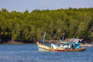 KRABI, THAILAND - JANUARY 22, 2020 - Old fishing boat at Krabi River, Krabi, Thailand.