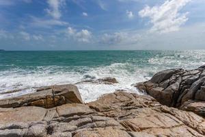 Sea view and rock stone at Koh Samui island, Unseen and amazing Thailand.