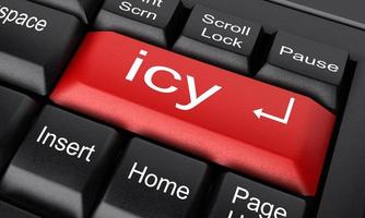 icy word on red keyboard button photo