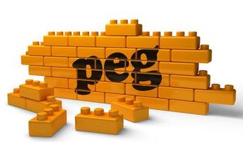 peg word on yellow brick wall photo
