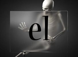 el word on glass and skeleton photo