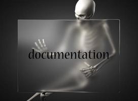 documentation word on glass and skeleton photo