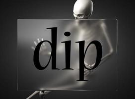 dip word on glass and skeleton photo