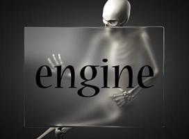 engine word on glass and skeleton photo