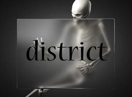 district word on glass and skeleton photo
