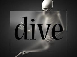 dive word on glass and skeleton photo