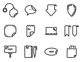 Simple vector icons. Flat illustration on a theme stickers, files and bookmarks