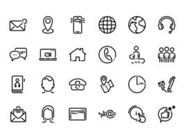 Set of black vector icons, isolated against white background. Flat illustration on a theme Contact us. The solution to your problems