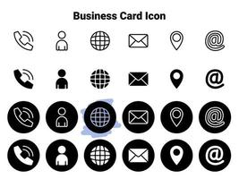 Set of black vector icons, isolated against white background. Flat illustration on a theme business card elements and symbols