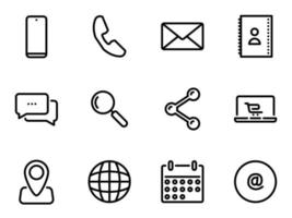 Simple vector icons. Flat illustration on a theme mobile tools for work and leisure