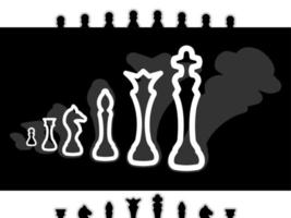 Set of black vector icons, isolated against white background. Illustration on a theme Chess