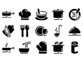 Simple vector icons. Flat illustration on a theme dishes for cooking dishes from the chef, and Japanese cuisine