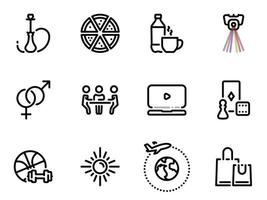 Simple vector icons. Flat illustration on a theme entertainment and recreation