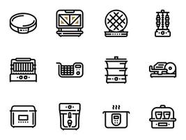 conjunto de iconos de vector negro, aislado sobre fondo blanco. ilustración sobre un tema de electrodomésticos de cocina