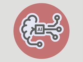 Vector icon. Illustration on a theme Developing Artificial Intelligence. Brain computer technology