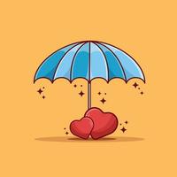 Umbrella with Heart Shape Assurance in Cartoon Style Vector Illustration. Health Care Design Concept