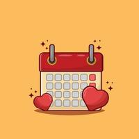 Calendar Check Up with Heart Shape in Cartoon Style Vector Illustration. Health Care Design Concept