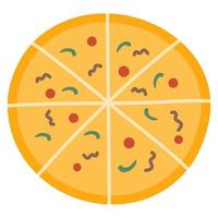 pizza sabrosa redonda colorida vector