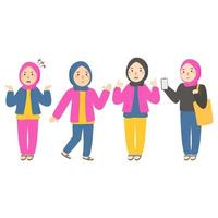 ilustración de mujeres musulmanas jóvenes vector
