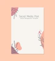 Aesthetic and trendy abstract vector background for presentation templates and social media posts with floral and plant ornaments. Abstract vector background design