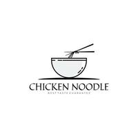 Chicken noodle logo design inspiration. Noodle bowl logo template. Vector Illustration