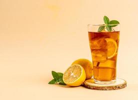 glass of ice lemon tea photo