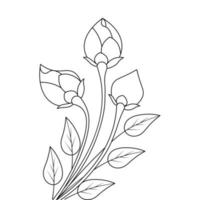 ilustración de página para colorear de flores para niños vector