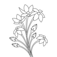 Black and white page for baby floral coloring book vector